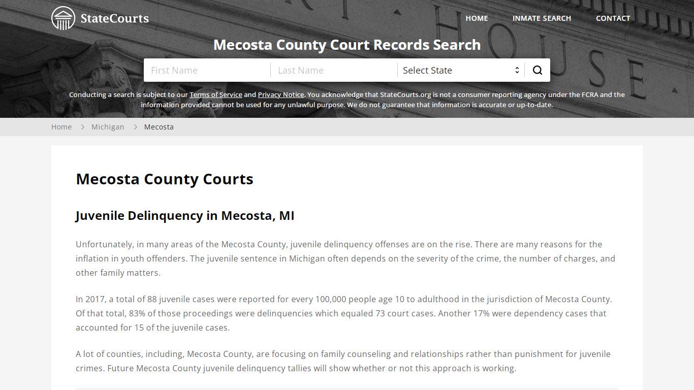 Mecosta County, MI Courts - Records & Cases - StateCourts